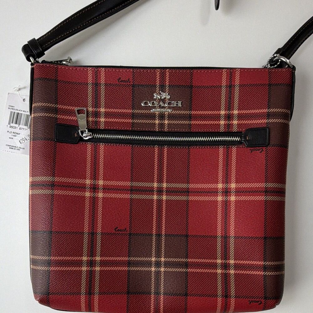 NWT Coach Rowan File Bag With Tartan Plaid Print CC924 Shoulder Women's Purse - Picture 2 of 9